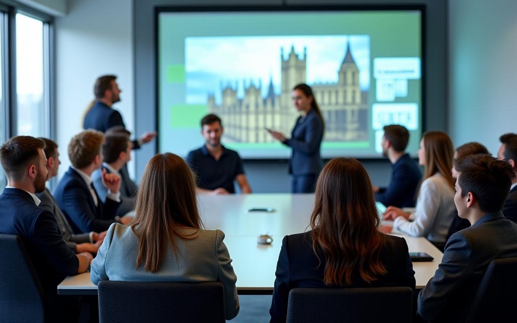 Engaged employees at a corporate wellness program seminar